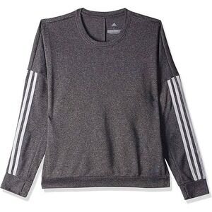 Adidas Running Sweatshirt Womens XL Gray Heathered 3-Stripe Pullover DM3199